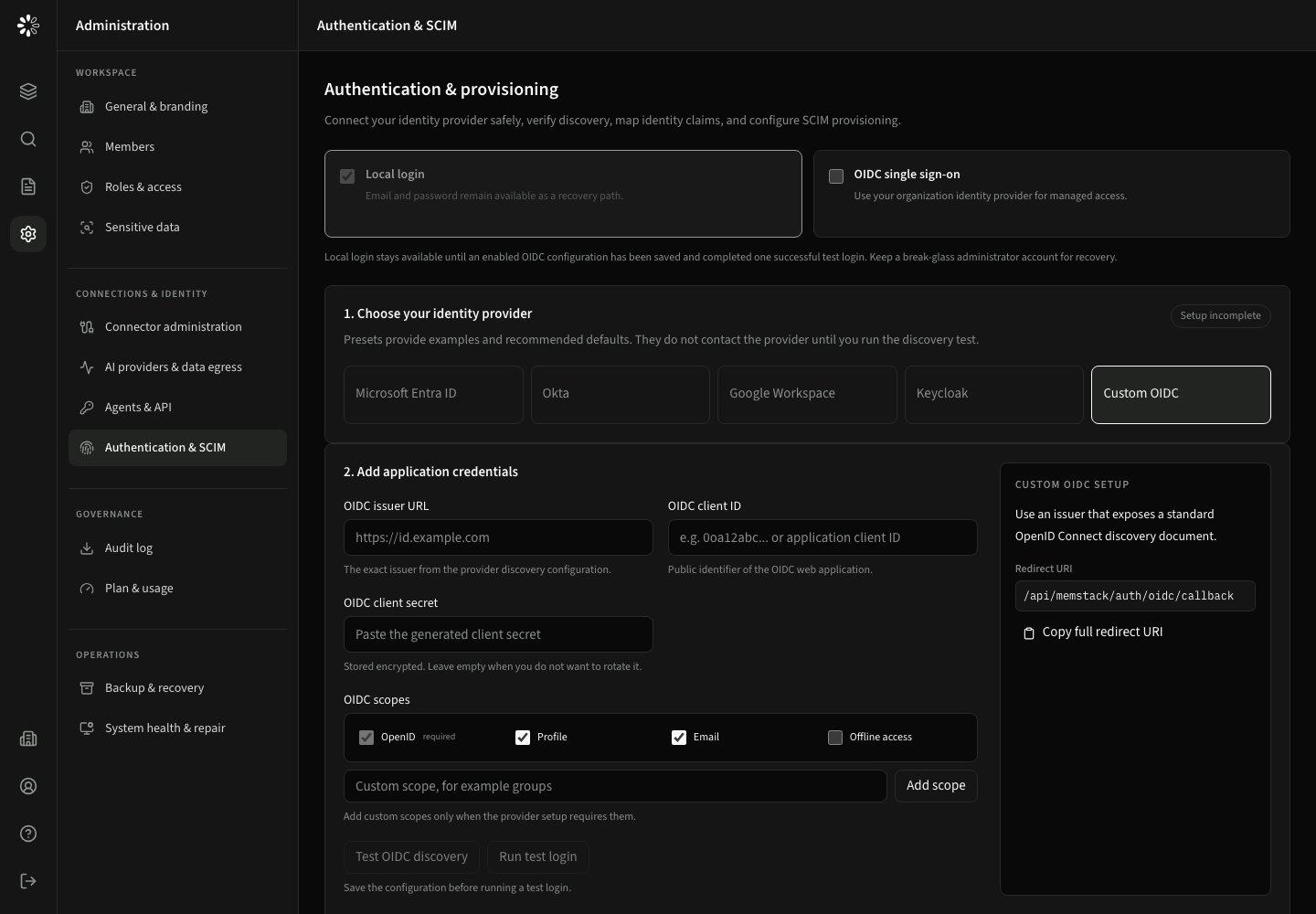 Administration navigation and the user table.